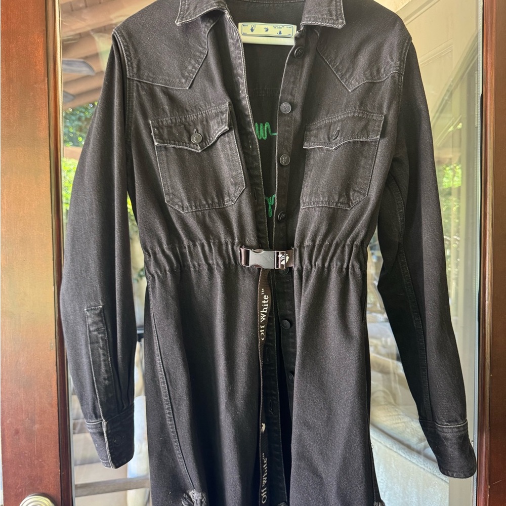 Off white denim midi jacket